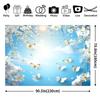2D Spring Cherry Blossom Backdrop - White Flowers & Butterflies Photography Background Banner for Party Decor