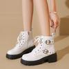 Women's Ankle Boots Fashion Outdoor Casual Leather Boot Side Zip Ankle Boots Punk Style Women's Platform Boots Motorcyccle Boot
