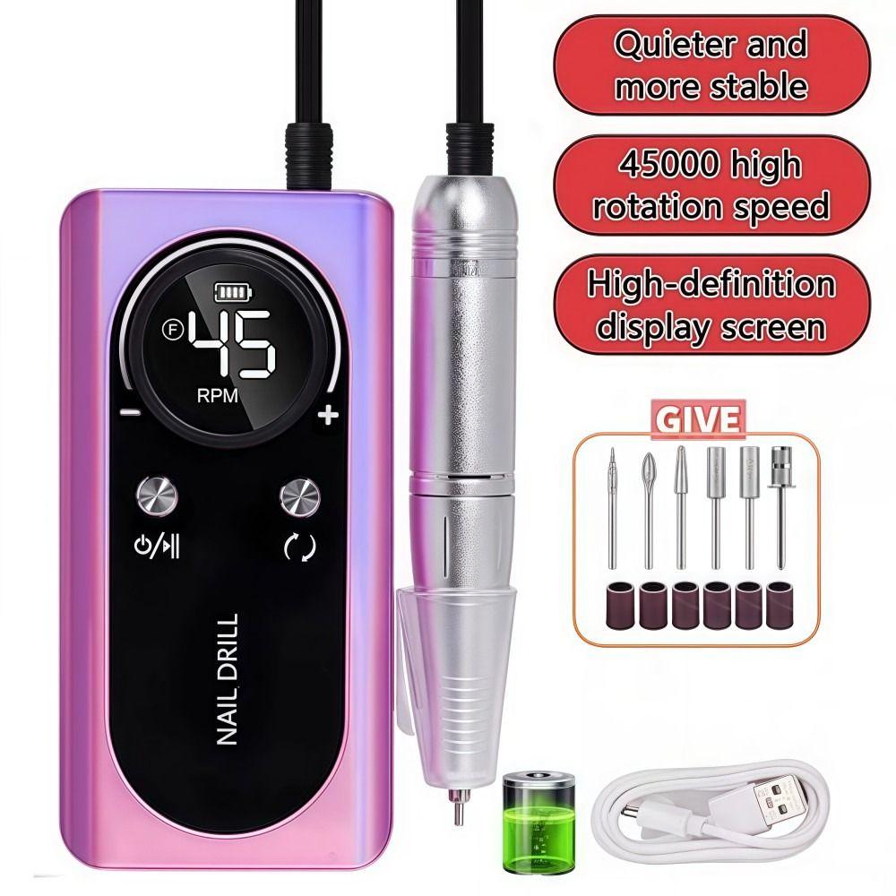 45000RPM Nail Sander Low Noise Gel Nail Polish Sander  Manicure Nail Equipment