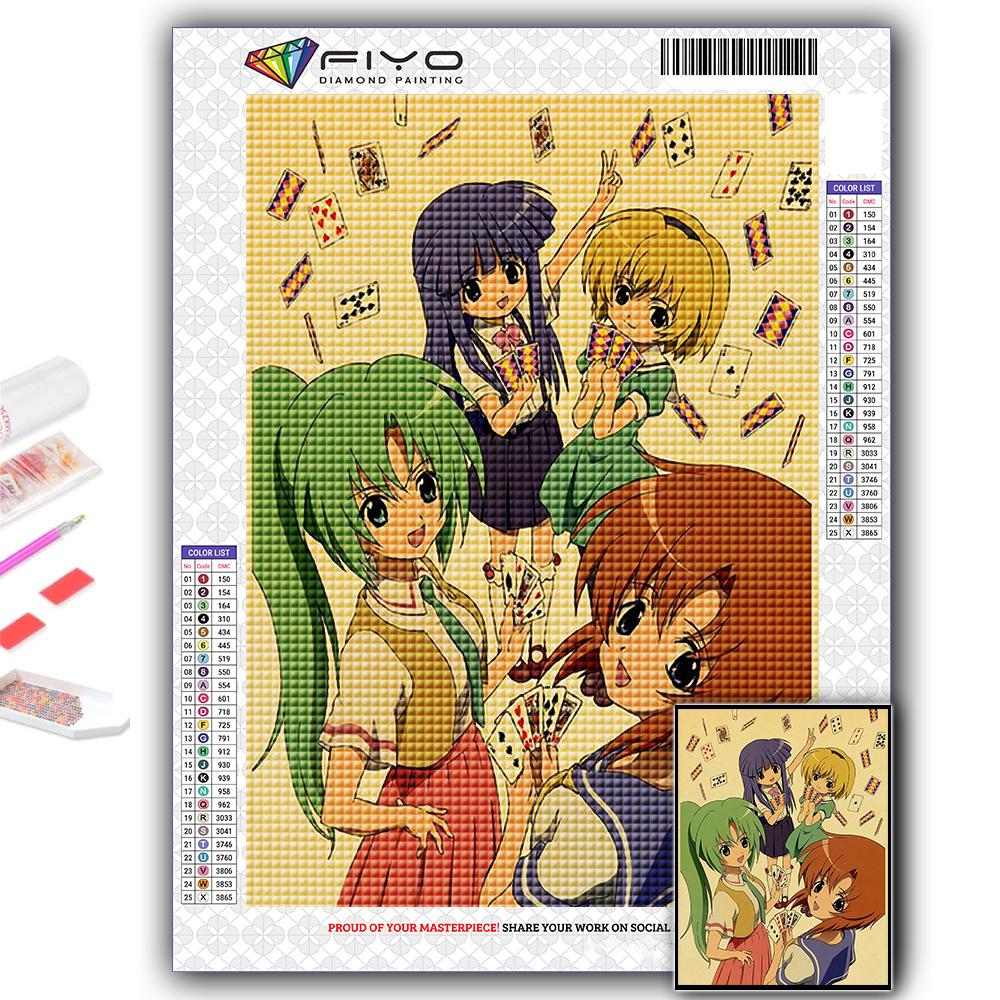 5D Алмазная картина Аниме Когда они плачут Хигураши DIY Алмазная вышивка Горный хрусталь Украшение дома