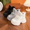 Fashion 9CM Winter Increased Height Warm Shoes for Women Fashion High Platform Thicken Sneakers Trendy Leather Chunky Shoes