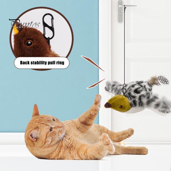 Игрушка для кошек USB перезаряжаемая электрическая имитация птицы с кошачьей мятой плюшевая летающая птица с реалистичным щебетанием для упражнений для котят