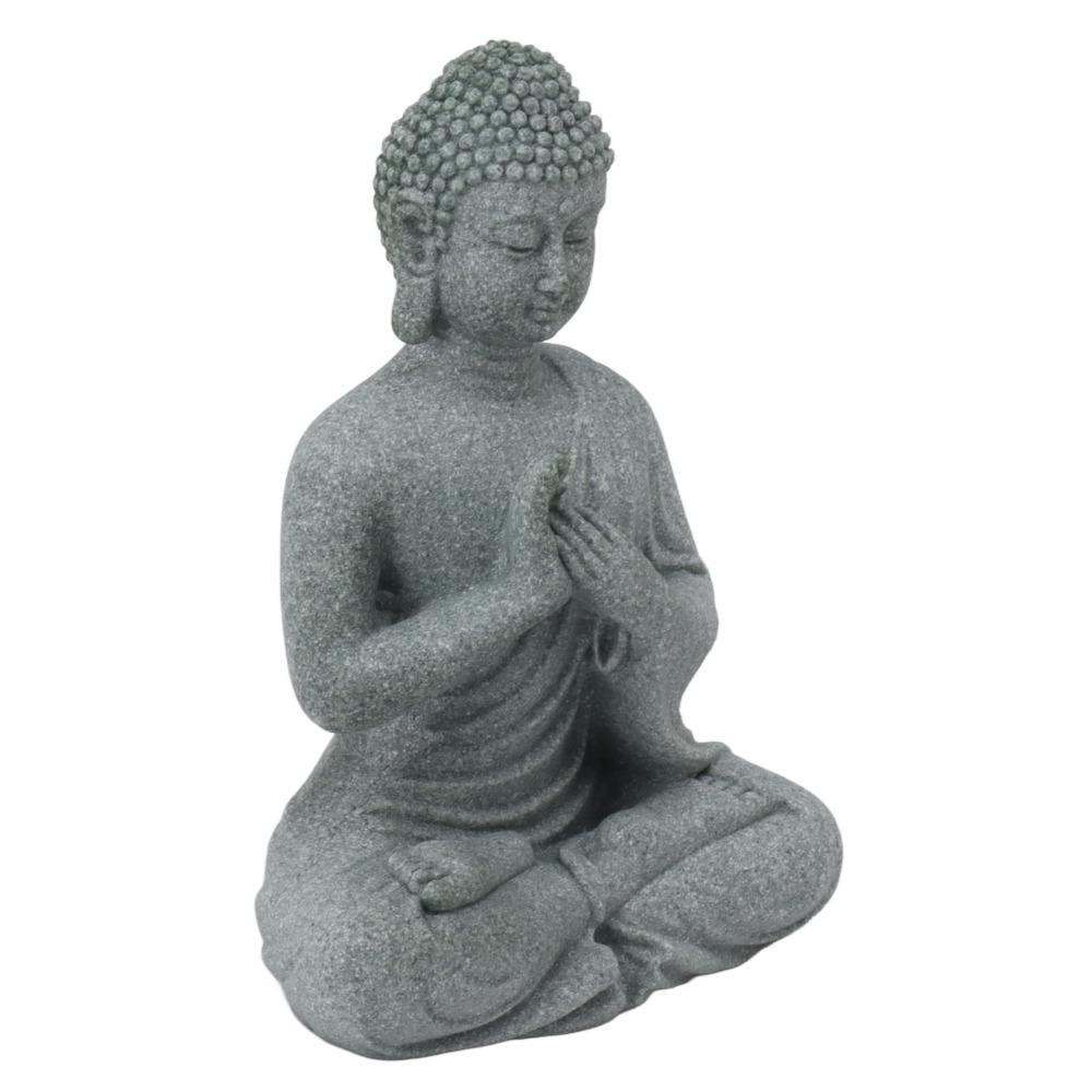 Grey Oriental Stone Carving Ornament Courtyard Sandstone Figurine Indoor Study Shelf Decoration