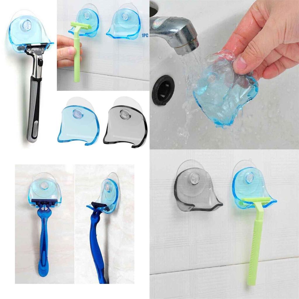 Stylish Plastic Super Suction Cup Razor Organizer With Space Saving Design For Bathroom