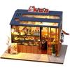 DIY Wooden Dollhouse Miniature House Sushi Restaurant Handmade Kit Set for Japanese Style Miniature Collection Kit Dollhouse with LED Lights