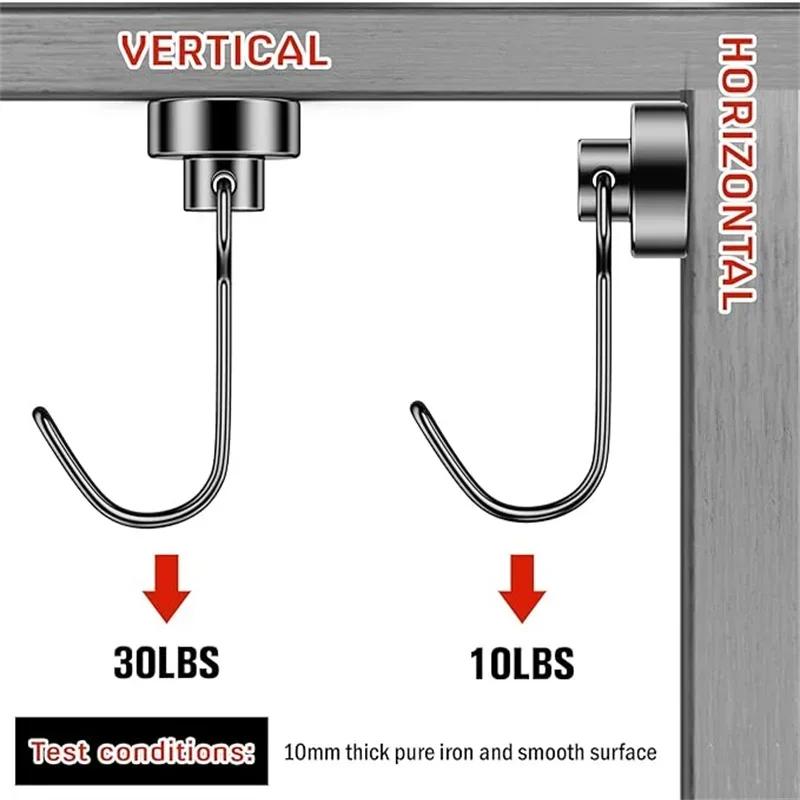 3/6/12 шт. черных магнитных крючков, сверхпрочные неодимовые редкоземельные магнитные вешалки, сверхсильные магниты с крючком для подвешивания