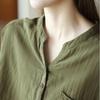 Johnature Женские винтажные двойные хлопковые рубашки с v-образным вырезом и длинными рукавами, однотонные мягкие блузки, весенние свободные рубашки