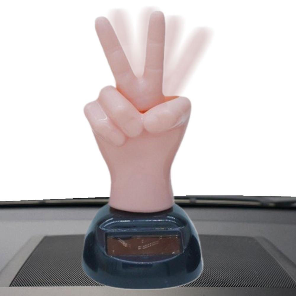 Орнамент на машину "Средний палец" 2 пальца Машущий на солнечной батарее Декор на приборную панель Автомобиля Фигурка на подоконник Аксессуар для салона Автомобиля Забавный