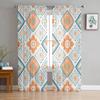 Bohemian Retro Ethnic Tulle Curtains for Living Room Bedroom Modern Kitchen Sheer Curtains for Voile Curtain