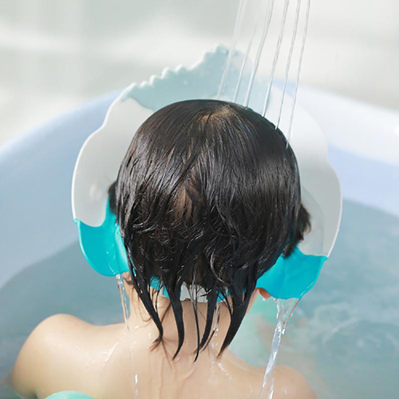 Детская шапочка для шампуня для мытья волос с изображением динозавра, силиконовая защита глаз и ушей