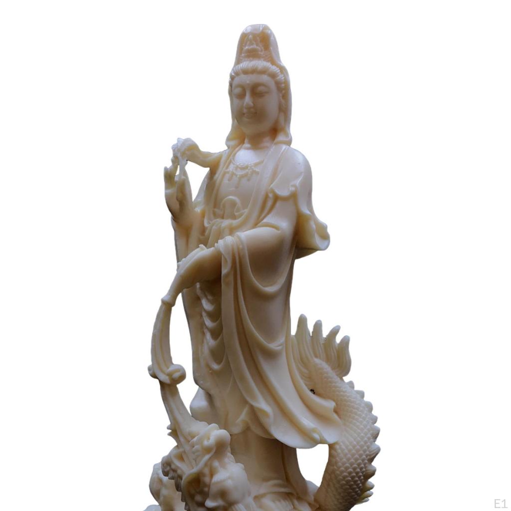 Guanyin Statue Figure Kwan Yin Decorative Feng Shui Decor Gift Tabletop Ornament for Bookshelf Desk