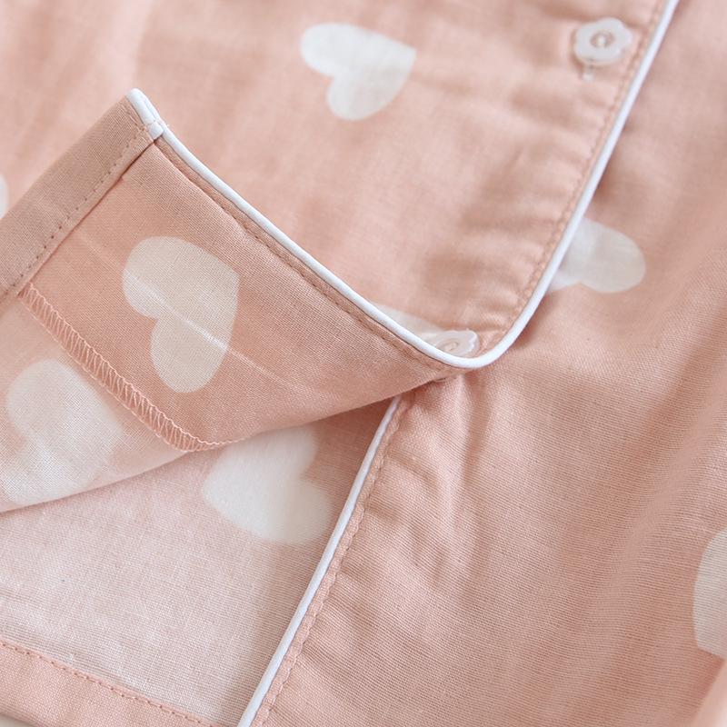 Женский пижамный комплект из чистого хлопка, три предмета: Топ с коротким рукавом, длинные брюки и шорты для летней и весенне-осенней домашней одежды.