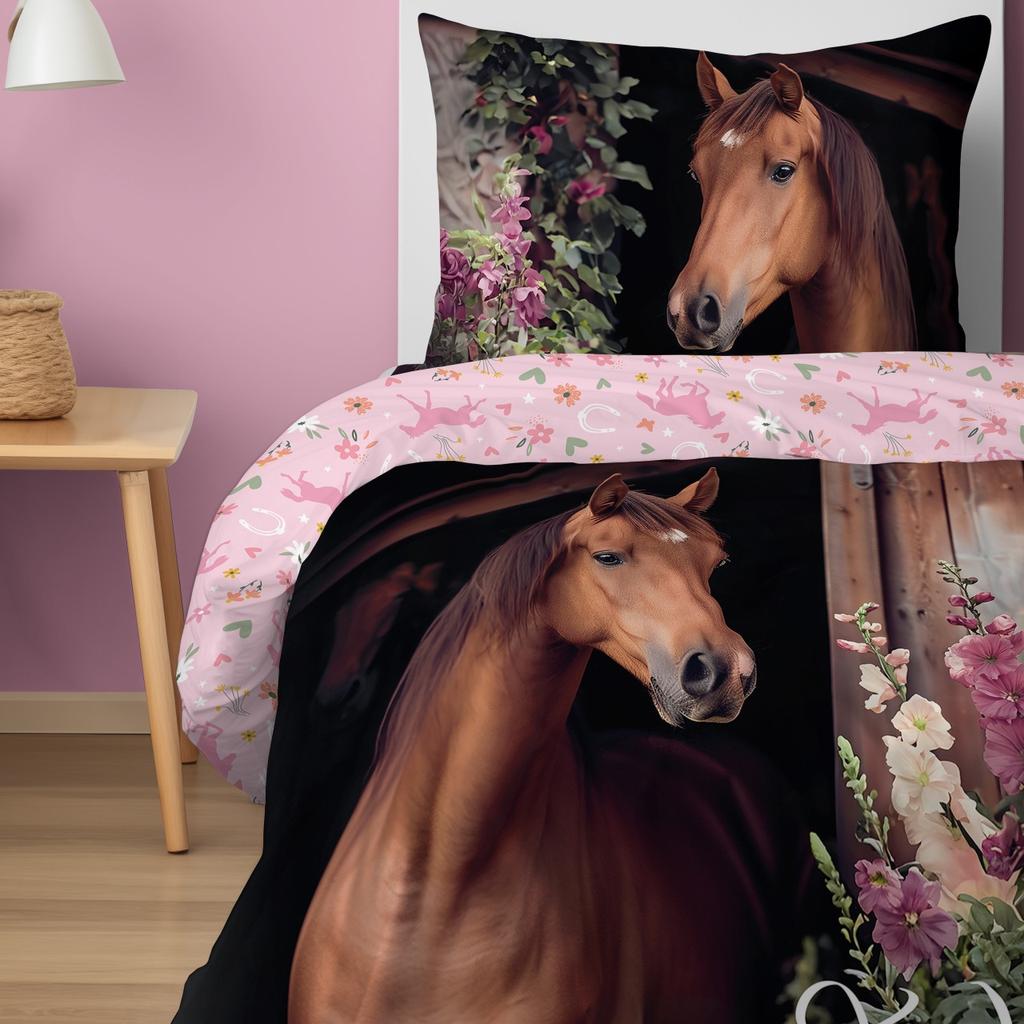 Youth Bedding 160X200 Cotton Bedding Set Horse Horses