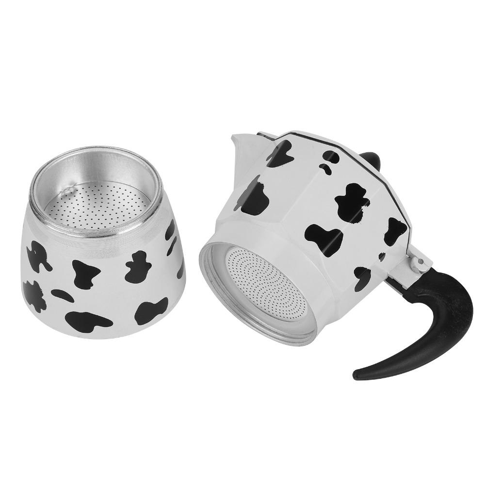 Aluminium Moka Pot Milk Cow Color Coffee Maker Coffee Brewing Aluminium Coffee Pot  Coffee Shop