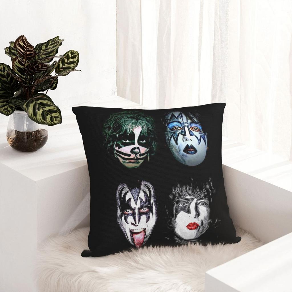 KISS Рок-группа Квадратная наволочка Чехол для подушки Чехол для подушки Декоративная наволочка для дома Дивана Гостиной