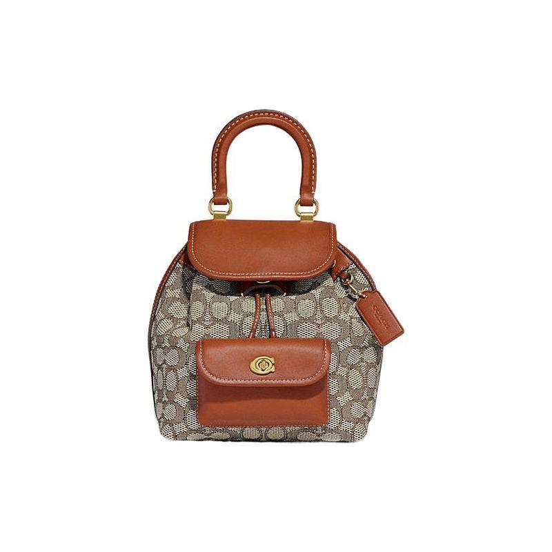 Coach Riya 21 Classic Monogram Рюкзак на завязках Ткань и Кожа Средний Женский рюкзак Коричневый CH591-B4TA7