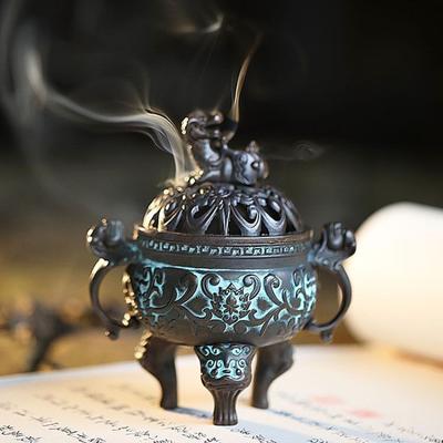 Антикварная сплавная курильница для благовоний, китайская домашняя декоративная тарелка для ног животных, курильница для чайной церемонии, украшения
