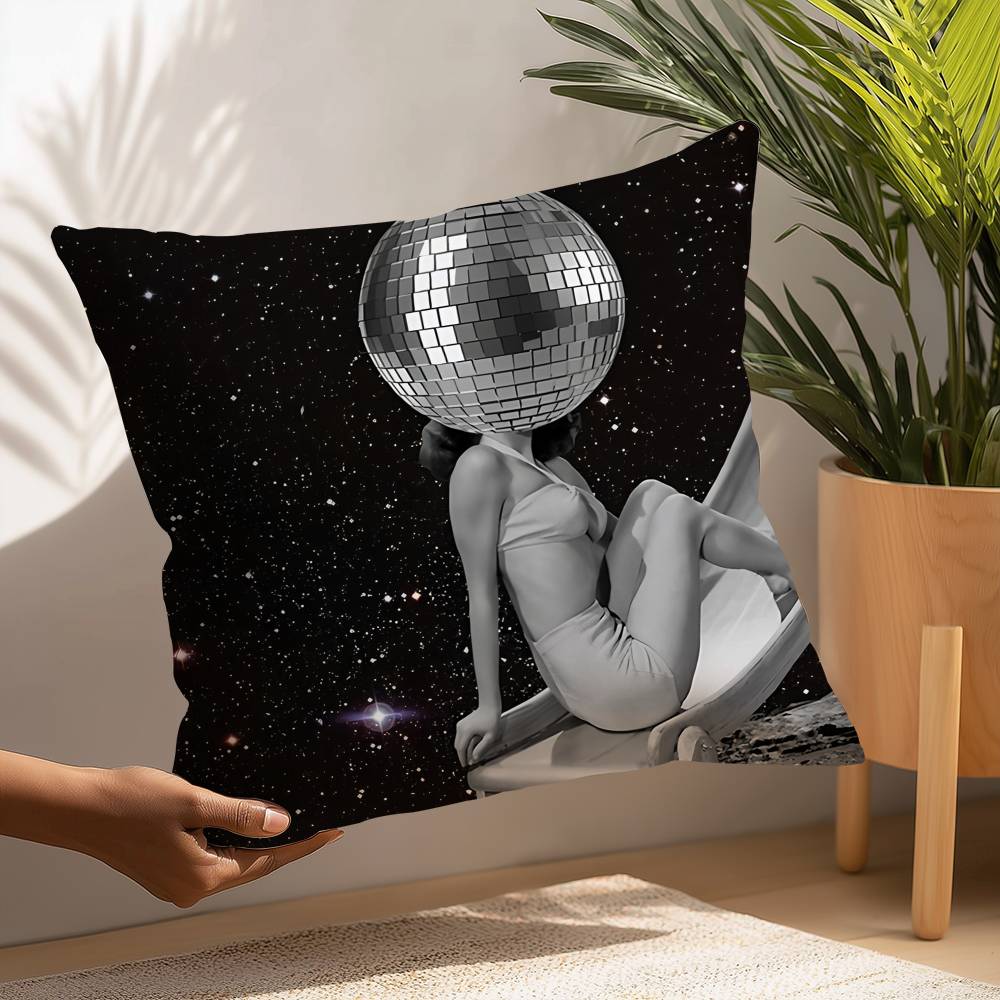 Disco Ball Female Funky Disco Pillow Case Plush Fabric Soft Pillowcase Double Sided Print Cushion Cover Household Gifts