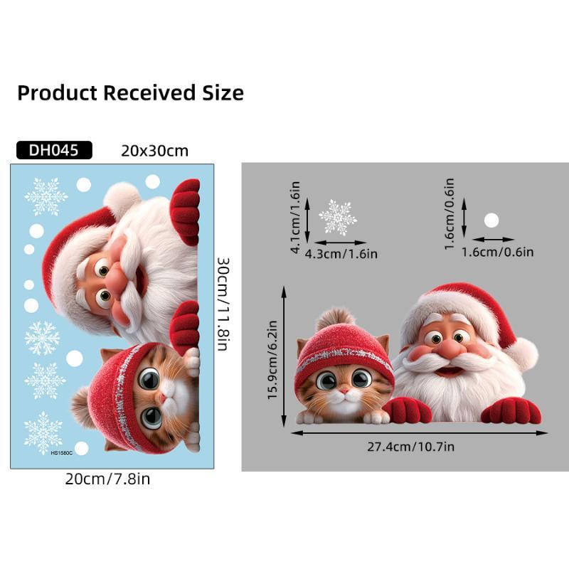 Christmas Static Window Clings Robin Snowflake Winter Design Non Adhesive for Xmas Home Office Glass Decor
