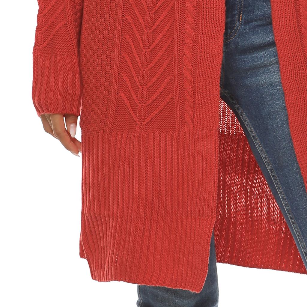Autumn and Winter Women's Woven Jacket Thick Section Mid-Length Cardigan Sweater