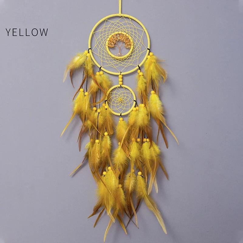 Dream Catcher Living Room Hanging Ornaments Crystal Tree of Life Hand-woven Wind Chimes Birthday Festival Gifts Home Decorations