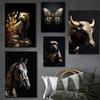 Realistic Black Gold Animal Portrait Prints Poster Canvas Painting Cool Modern Wall Art Pictures Living Room Bedroom Home Decor No Frame