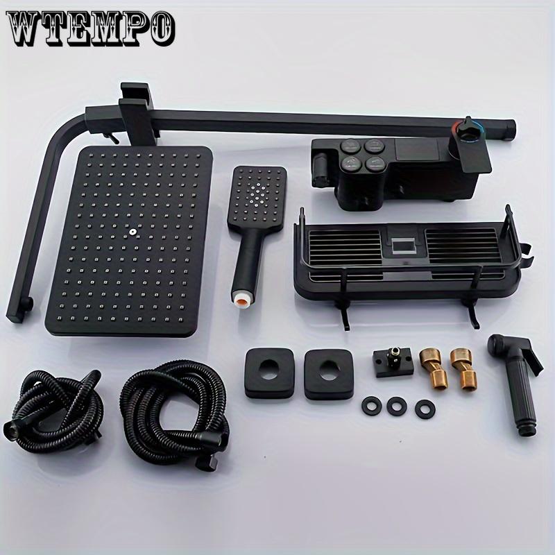 Черная светодиодная душевая система с цифровым дисплеем - 4-режимная ручная и дождевая головка, настенная, полный комплект для модернизации ванной комнаты