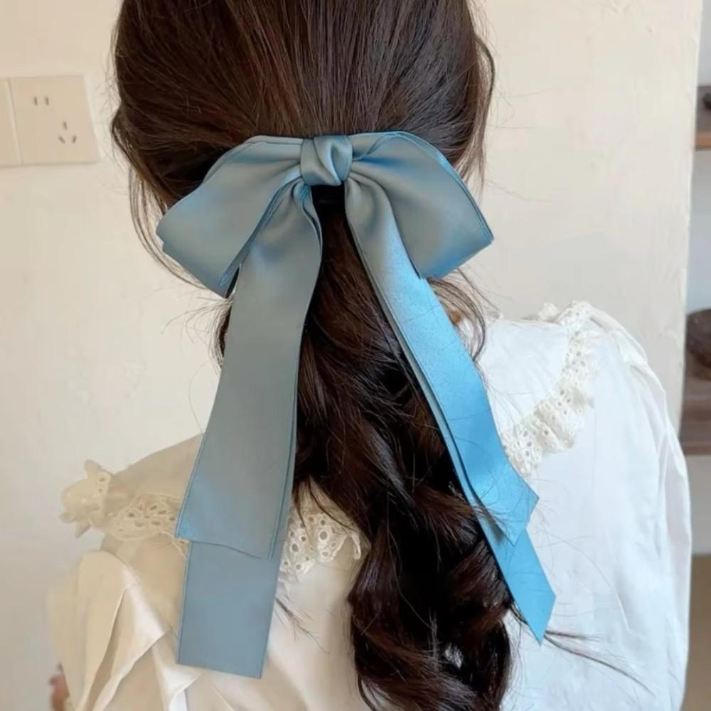 Large Bowknot Bow Hair Clip Solid Color Ribbon Hair Clip Fashion Ponytail Clip Girls