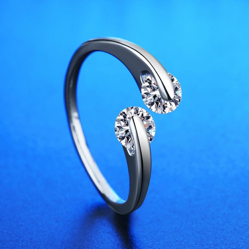 Кольцо из серебра 925 пробы Сердце AAA Циркон Открытое регулируемое Помолвочное Для женщин Свадебные Модные украшения Подарки для вечеринок