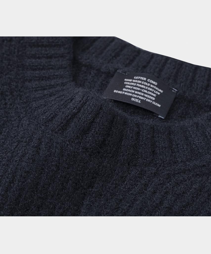 LETTERCOMO Heavy Rush Wool Round Knit Navy