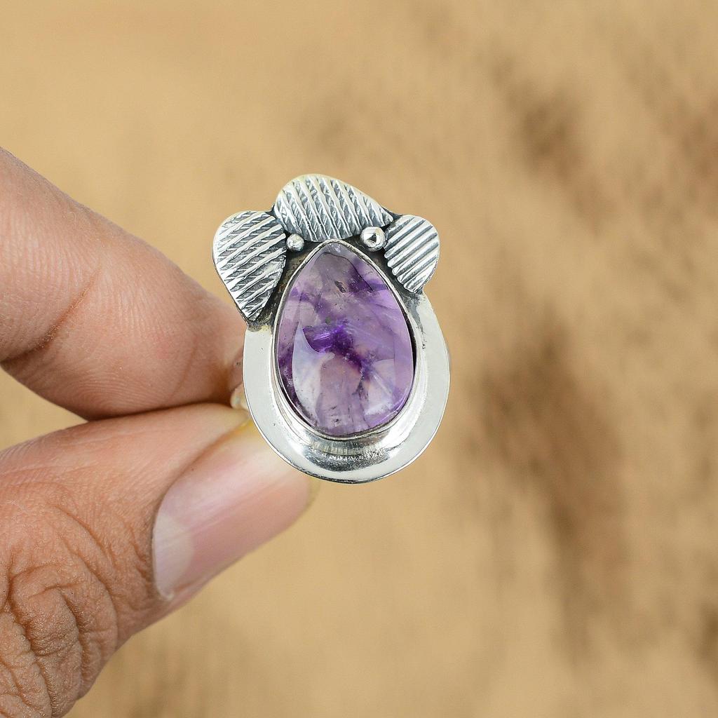 Mothers Day Sale Sterling Silver Star Amethyst Stone Stackable Wife Ring Jewelry