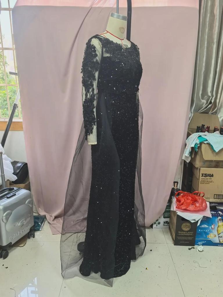 Элегантное женское длинное кружевное вечернее платье 2025 года в европейском и американском стиле