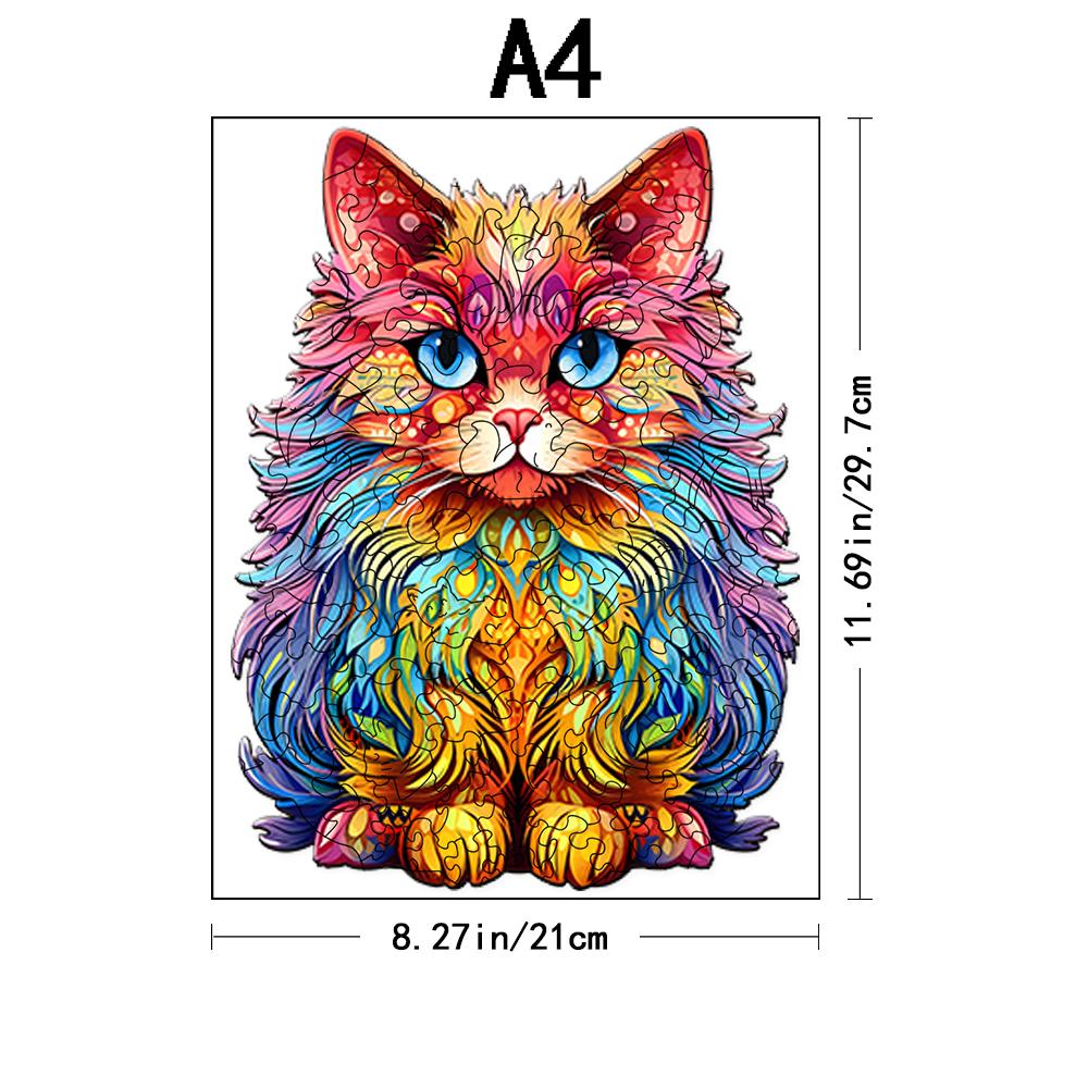 Interesting Colorful Cat - Wooden Puzzle - Challenge Your Brain - Perfect For Birthdays And Holidays - Colorfulchristmas Gifts