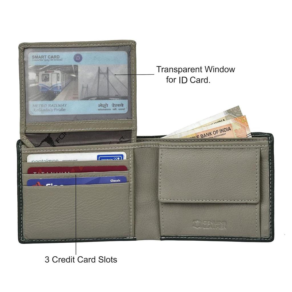 Kyle Green/Grey Leather Wallet for Men