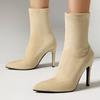 Fashion Elegant Ankle Boots for Women Black Beige Green Short Socks Boot High Heel Party Shoes Lady Big Size 45 New 2024 Winter Autumn