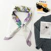 Summer Fresh Flower Print Silk Scarf Silk Satin Magnetic Silk Scarf Lazy Silk Scarf Thin Women'S Scarf
