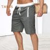 Мужские шорты с эластичной талией, регулируемые на шнурке, повседневные спортивные шорты, однотонные, с поясом и карманом, фитнес-шорты
