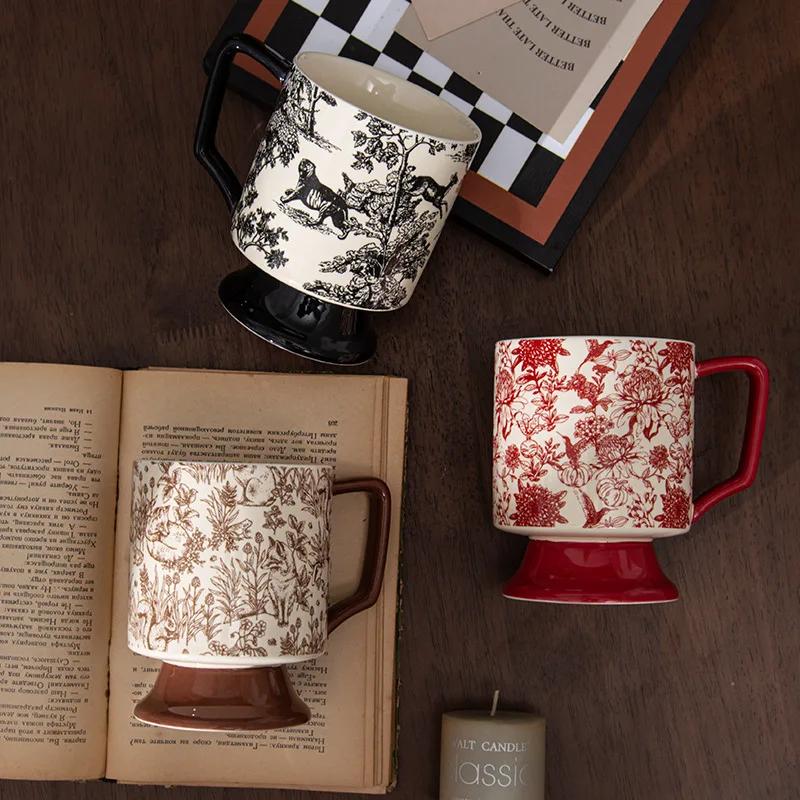 Керамическая кружка в старинном стиле в стиле ретро, креативная высокая чашка, большая емкость, чашка для воды, ресторана, дома, кофейная чашка, кружки для завтрака