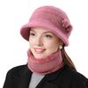2Pcs/Set Women Winter Hat Scarf Set Elastic Soft Warm Solid Color Design Imitation Rabbit Fur Basin Hat Scarf Set