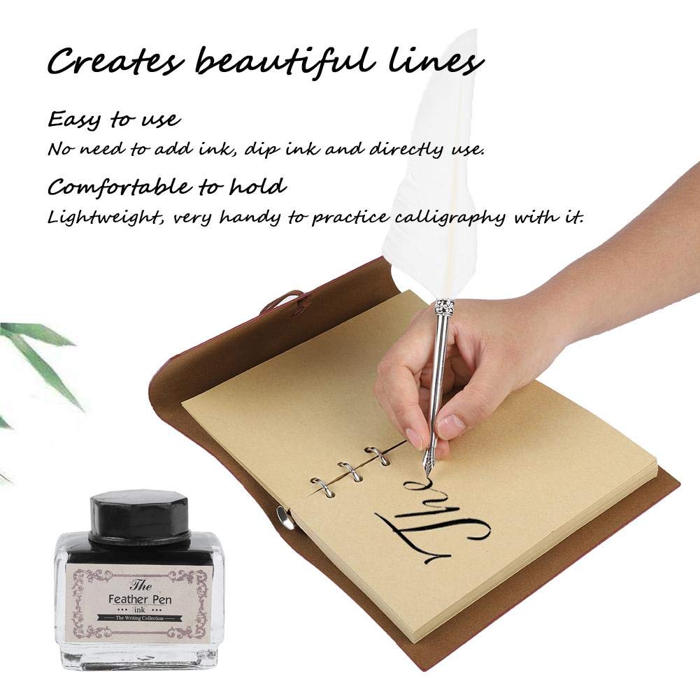 Перьевая ручка Перьевая ручка для макания Набор с бутылочкой чернил Перьевая ручка Настольная ручка Ручка для подписи Ретро Европейский стиль с подарочной коробкой (белый)