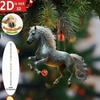 2D Horse Hanging Ornament Acrylic Flat Horse Decoration Christmas Tree Ornament for Horse Lovers Equestrian Gifts Holiday Decor