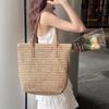 High-value Single Shoulder Large-capacity Women's Bag 2025 New Woven Hand-woven Straw Vegetable Basket Vacation Beach Bag