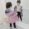 2022 Spring/Autumn Girls' Mid-Length Korean Style Fashion Windbreaker Coats for Children
