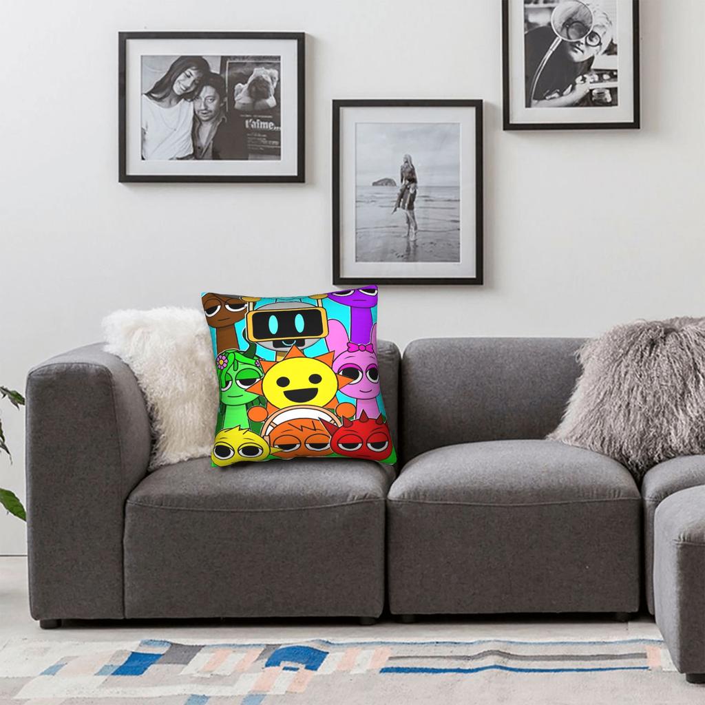 Sprunki Characters Game Pillowcase Polyester Cushion Cover Gift  Throw Pillow Case Cover Seater Zippered 40X40cm