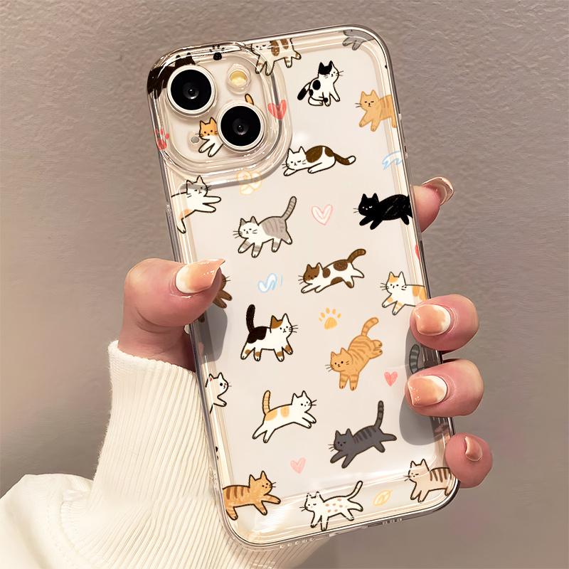 Яркий чехол для телефона с рисунком кошки, подходит для iPhone 17 16 15 14 13 12 11 Pro/ Max /Plus, противоударная задняя крышка