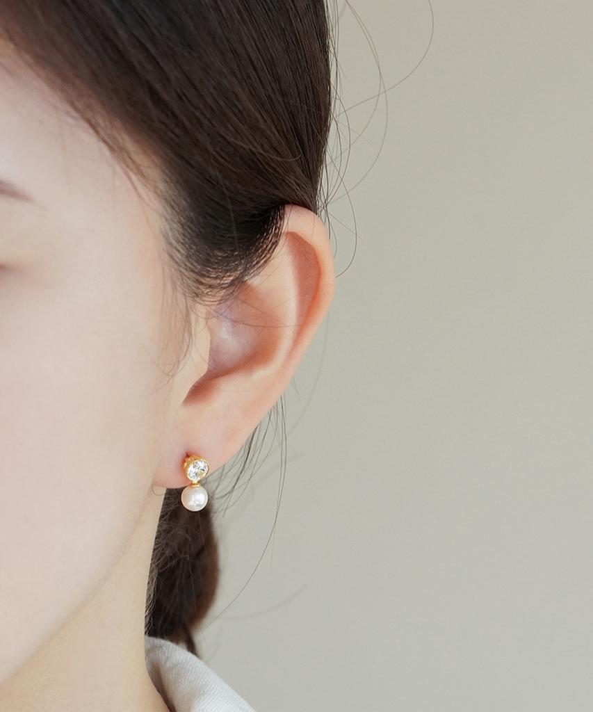 Серебряные серьги Alleun 925 пробы с кубическим цирконием Swarovski и жемчугом Крупные