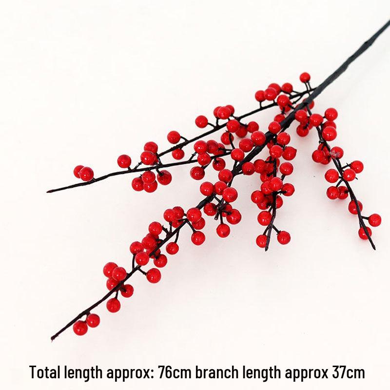Thick Stem Red Holly Berries - Christmas & New Year Living Room Decoration