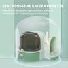 Cat Litter Box, 2 Pull-Out Trays, 1 Scoop, Litter Compartment, Removable Hood, Green and Black