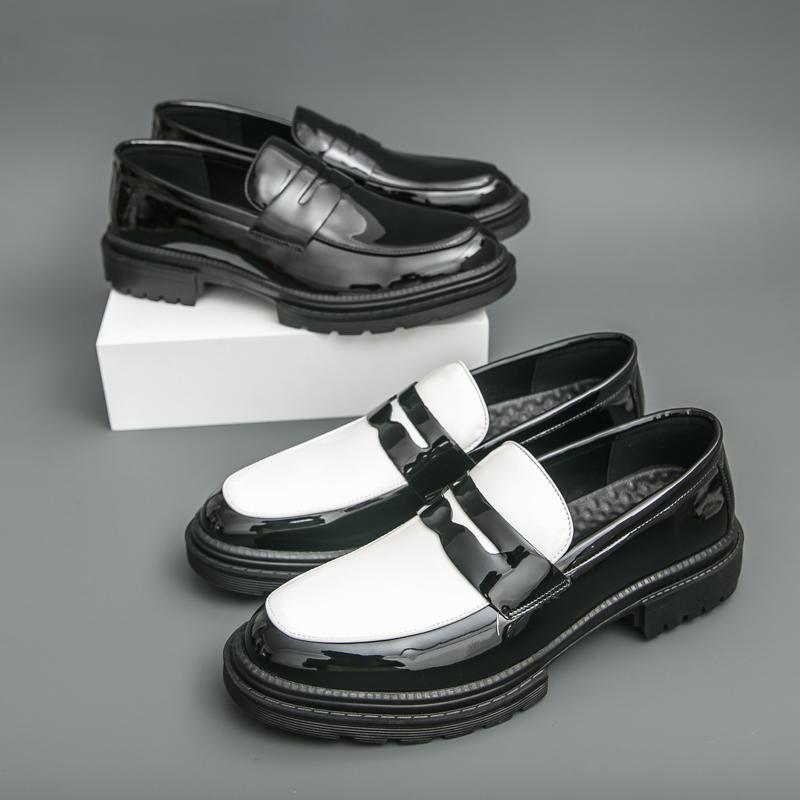 Мужские лоферы Черные Белые Платформа Лифт Кожаная обувь Толстая подошва Формальные Деловые Свадебное платье Выпускной обувь Большой размер