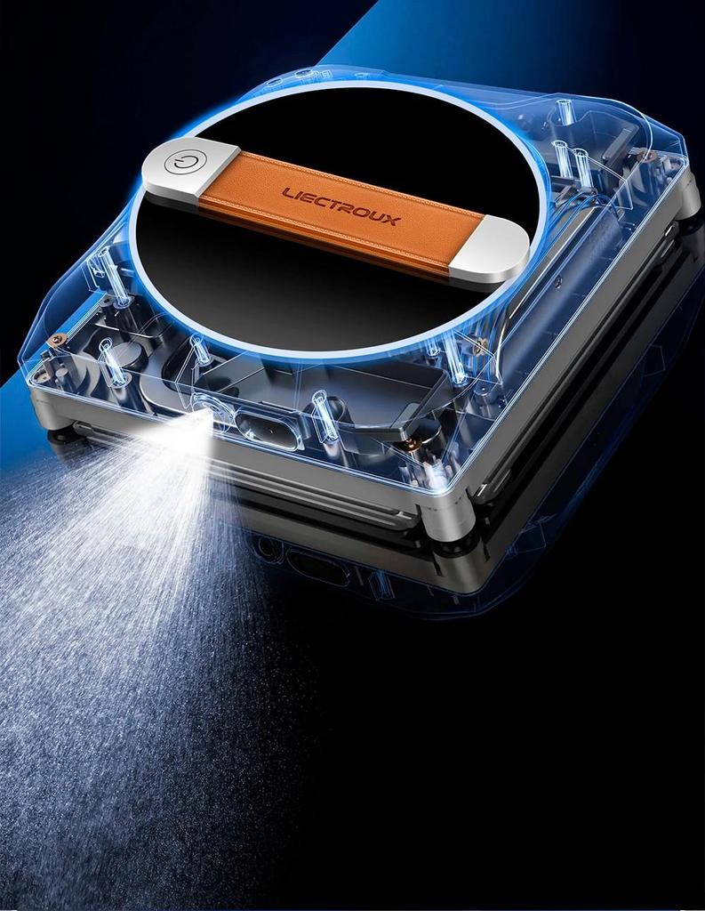 Восстановленный робот для мытья окон Liectroux YW910, двойное распыление воды, вакуумное всасывание 3000 Па, лазерный датчик, управление через приложение и пульт, функция памяти